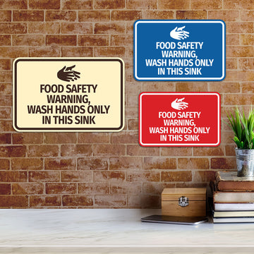 Signs ByLITA Classic Framed Food Safety Warning, Wash Hands Only In This Sink Wall or Door Sign